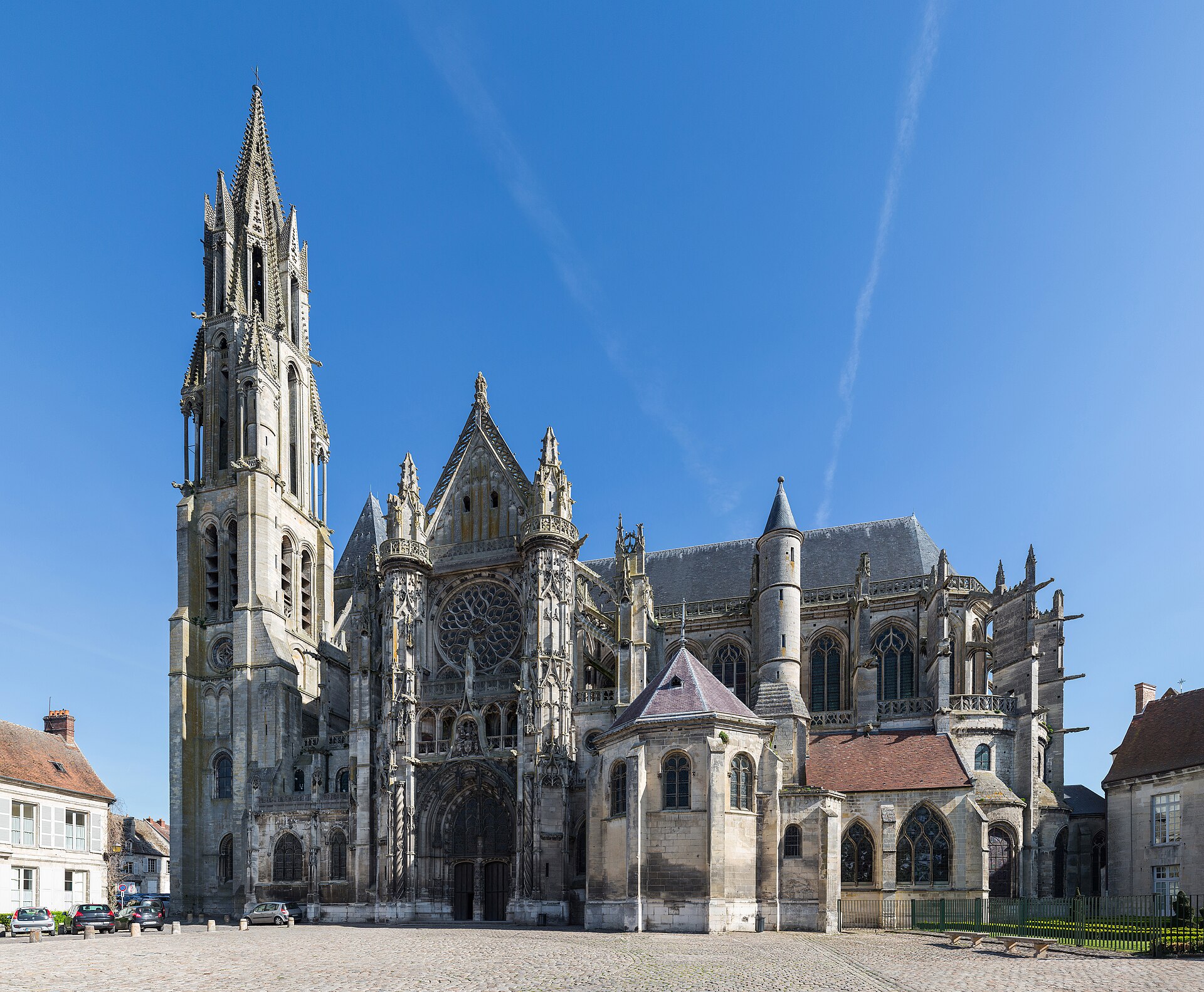 The Gothic exterior and spire of Notre-Dame Cathedral in Senlis